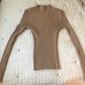 Forever 21 Tan Ribbed Turtle Neck